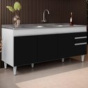 Ver imagem 7 de Balcão Gabinete com Pia 180cm Dallas Branco/preto - Lumil