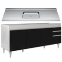 Ver imagem 1 de Balcão Gabinete com Pia 180cm Dallas Branco/preto - Lumil