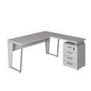 Ver imagem 3 de Mesa L 150cm Pé Metal Gaveteiro 4 Gavetas e Chave F5 Office Cor:cinza