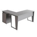 Ver imagem 5 de Mesa L 150cm Pé Metal Gaveteiro 4 Gavetas e Chave F5 Office Cor:cinza