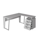 Ver imagem 4 de Mesa L 150cm Pé Metal Gaveteiro 4 Gavetas e Chave F5 Office Cor:cinza