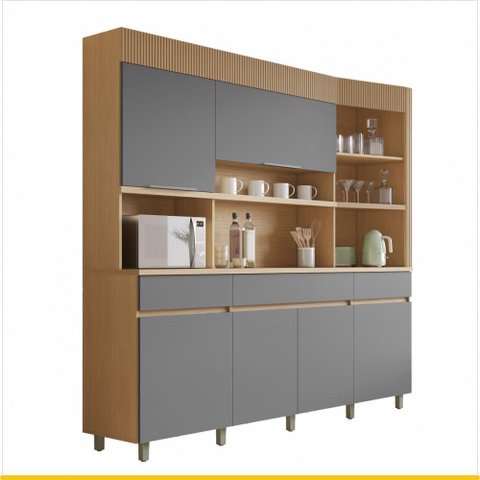 Cozinha 6 Portas 3 Gavetas Nesher Realeza 220cm 100 Mdf