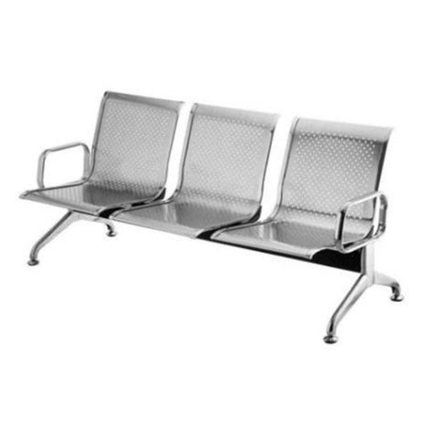 Longarina 3 Lugares em Aco Inox com Bracos Externos - 30563