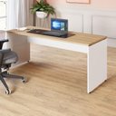 Ver imagem 1 de Mesa Escritório Escrivaninha 180cm X 70cm Pés Painel F5 Cor:macadâmia com Branco