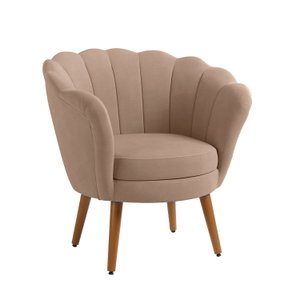 Poltrona Decorativa Pétala Sued Bege - Kimi Design