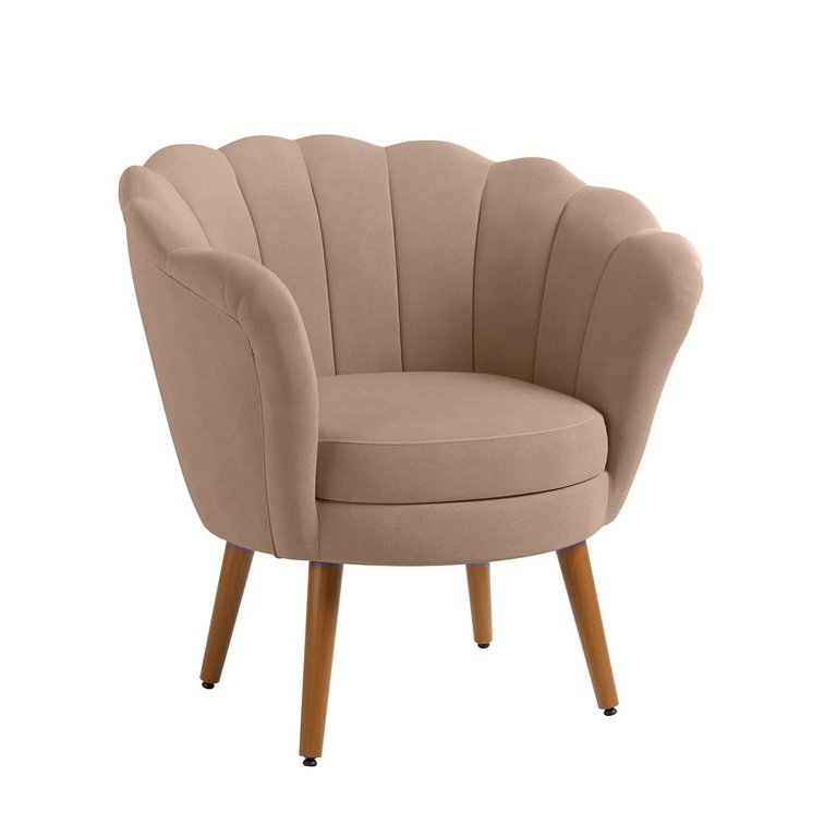 Poltrona Decorativa Pétala Sued Bege - Kimi Design