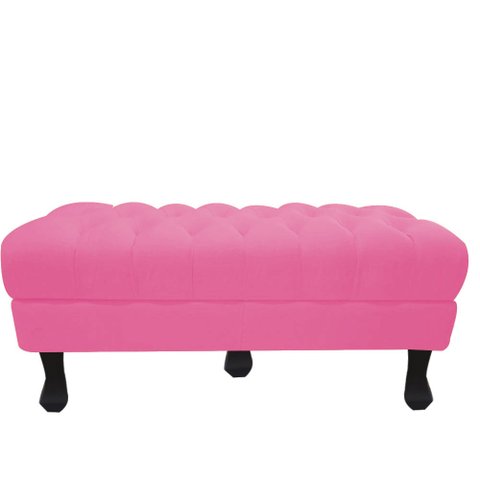 Recamier Baú Luis Xv Capitonê Retrô 180cm Suede Rosê Pés Madeira Mz Decor