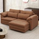 Ver imagem 2 de Sofá Retrátil para Sala de Estar 3 Lugares 215cm Riza S03 Couro Soft Mel - Lyam Decor