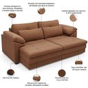 Ver imagem 4 de Sofá Retrátil para Sala de Estar 3 Lugares 215cm Riza S03 Couro Soft Mel - Lyam Decor