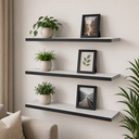 Ver imagem 1 de Kit 3 Prateleiras MDF 60x20cm Cinza com Suporte Invisível