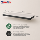 Ver imagem 3 de Kit 3 Prateleiras MDF 60x20cm Cinza com Suporte Invisível