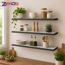Ver imagem 5 de Kit 3 Prateleiras MDF 60x20cm Cinza com Suporte Invisível