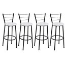 Ver imagem 1 de Kit 4 Banquetas Alta Preta com Encosto Assento Branco Jaddi