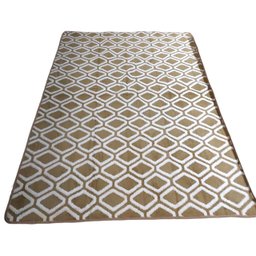 TAPETE JACQUARD SALA LUXUOSO 2,00X1,30 - LOSANGO BEGE E BRANCO - 2
