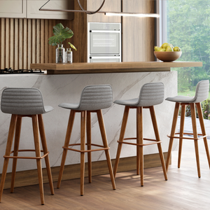 Kit 4 Banquetas Linea Base Madeira Cozinha Bar Bancada Alta:cinza/cobre