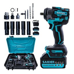 Parafusadeira Chave de Impacto 21v S/ Fio 550nm Saider Sa0004 + 2 Baterias - 1