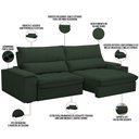 Ver imagem 3 de Sofá Retrátil Reclinável para Sala de Estar Living 280cm Nápoles F04 Veludo Verde - Lyam Decor