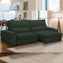 Ver imagem 1 de Sofá Retrátil Reclinável para Sala de Estar Living 280cm Nápoles F04 Veludo Verde - Lyam Decor