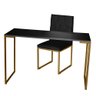 Kit Home Office Mesa Para Escritorio com Cadeira Malta Ferro Dourado Suede Preto - Móveis Mafer - 2