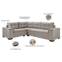 Ver imagem 2 de Sofá de Canto 5 Lugares Suede Aveludado Viena 