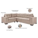 Ver imagem 2 de Sofá de Canto 5 Lugares Suede Aveludado Viena 