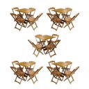 Ver imagem 1 de Kit 5 Jogos De Mesa Dobravel Com 4 Cadeiras De Madeira 70X70 Para Restaurante E Bar - Mel