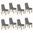 Ver imagem 1 de Kit de 8 Cadeiras para Sala de Jantar Dora Cinza/Cinamomo/Linho Prata