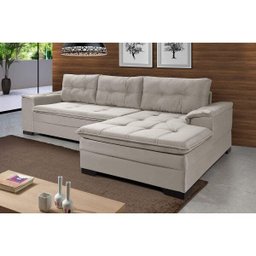 Sofá 3 Lugares com Chaise Suede Aveludado  - 1