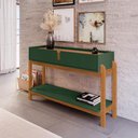 Ver imagem 5 de Aparador Buffet Lizz com 2 Gavetas e Pés de Madeira Maciça Verde Oliva Cedro