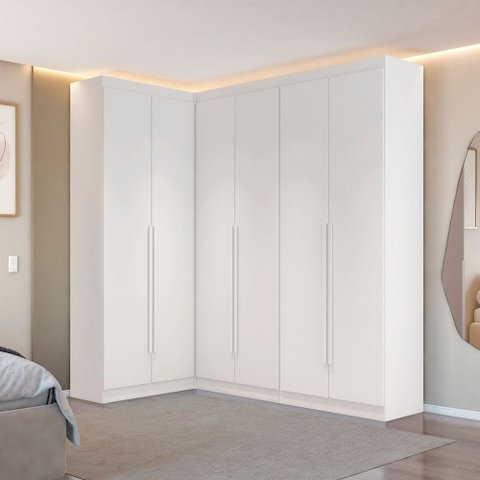 Guarda-Roupa Casal Modulado Andorra 6 Portas 6 Gavetas Branco - Pnr Móveis