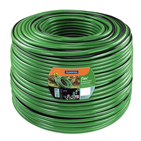 Mangueira Flex para Jardim Tramontina Verde com Faixa Preta em PVC 4 Camadas 50 m Tramontina