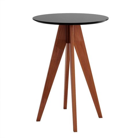 Mesa Bistrô Bar Redonda 60 x 100 Cm Itália Madeira Maciça Pinhão Tampo Laca Preto CCS