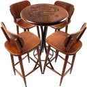 Ver imagem 1 de Cj Mesa Madeira 60cm - Bistrô Fixa 98cm + 4 Banquetas 73 - Natural - Família e Amigos