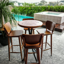 Ver imagem 4 de Cj Mesa Madeira 60cm - Bistrô Fixa 98cm + 4 Banquetas 73 - Natural - Família e Amigos