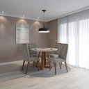 Ver imagem 2 de Mesa Redonda Benedicta Vidro Off White com 4 Cadeiras Linho Cinza