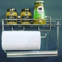 Ver imagem 2 de Porta Condimentos Inox Aramado Rolo de Papel Toalha Alumínio Temperos Suporte Parede