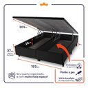 Ver imagem 4 de Conjunto Box Baú Super King Toronto Preto 193x203x73 c/ Molas Ensacadas