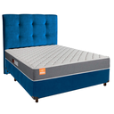 Ver imagem 1 de Conjunto Cama Box Azul Casal + Colchão D23 Pro Inducol + Cabeceira