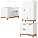 Ver imagem 2 de Quarto de Bebê Berço + Cômoda + Guarda Roupas Fosco Flip Branco Fosco