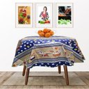 Ver imagem 1 de Toalha de Mesa Termica REDONDA - GALINHA AZUL - 1,35m Diâmetro * Mesa REDONDA *- PVC - 4 cadeiras - 