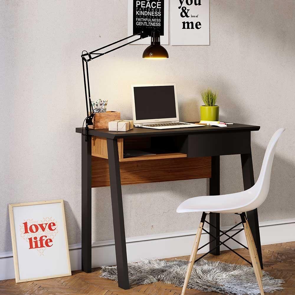 Bancada De Estudo Click 90 Cm 1 Gaveta Preto Tauari Nobre | MadeiraMadeira