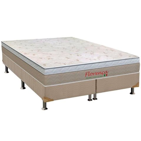 Cama Box Queen: Colchão Molas Orthoflex Bonnel Florença + Base CRC Suede Bege(158x198)