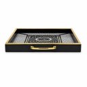 Ver imagem 5 de Bandeja Decorativa Preta com Branco e Dourado 30x45 cm