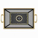 Ver imagem 1 de Bandeja Decorativa Preta com Branco e Dourado 30x45 cm