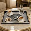 Ver imagem 2 de Bandeja Decorativa Preta com Branco e Dourado 30x45 cm