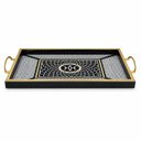 Ver imagem 3 de Bandeja Decorativa Preta com Branco e Dourado 30x45 cm