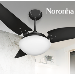 Ventilador de Teto Noronha Preto Com 3 Pás de MDF 220V+Controle Ventex - 2