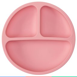 Prato de Silicone Bebe Alimentação Infantil +6 Meses c/ Ventosas 3 Divisórias Rosa Buba Prato - Prat - 6