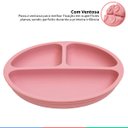 Ver imagem 2 de Prato de Silicone Bebe Alimentação Infantil +6 Meses c/ Ventosas 3 Divisórias Rosa Buba Prato - Prat