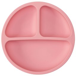 Prato de Silicone Bebe Alimentação Infantil +6 Meses c/ Ventosas 3 Divisórias Rosa Buba Prato - Prat - 1